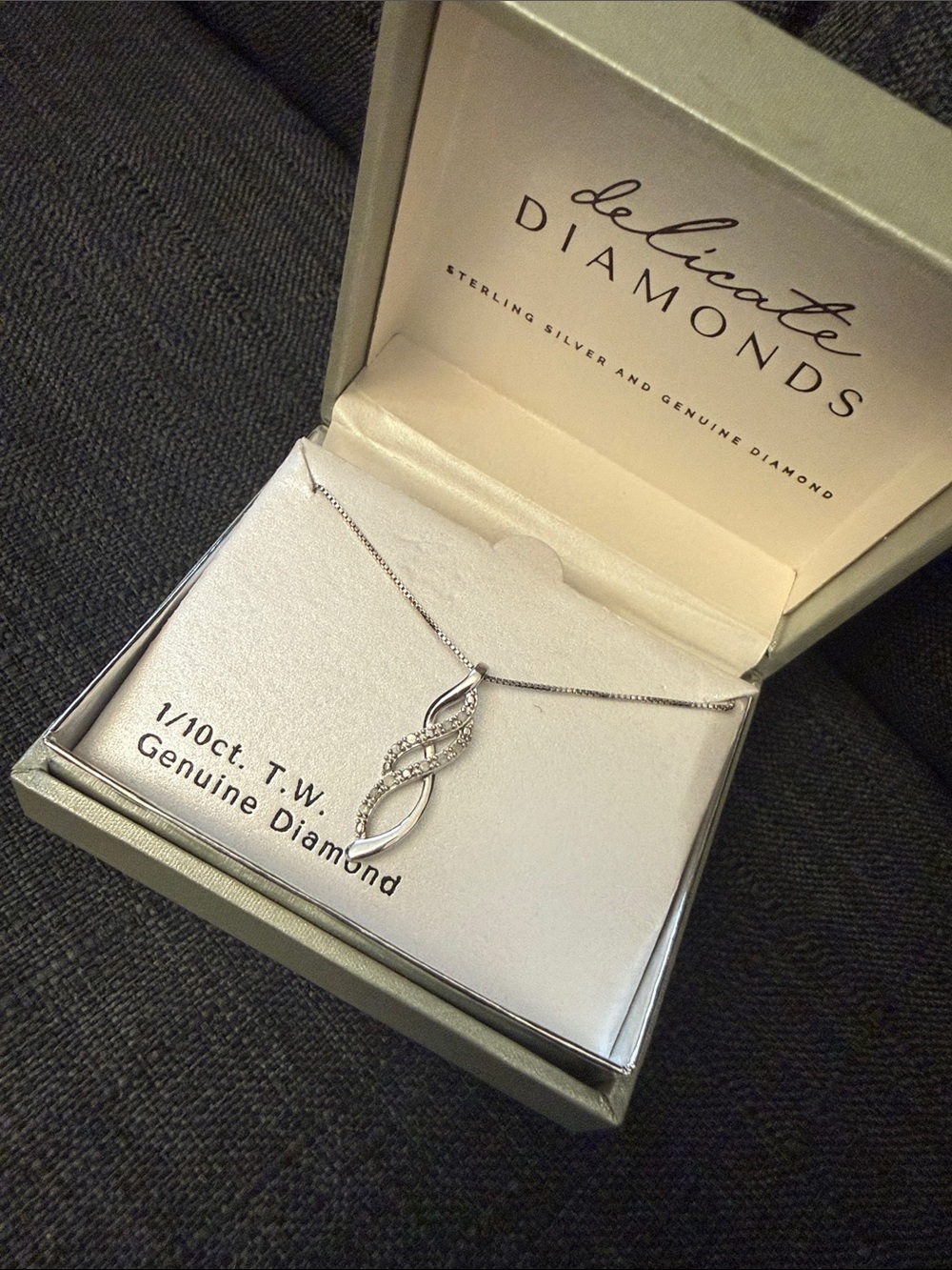 Silver Diamond Pendant Necklace - White